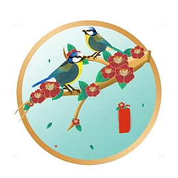 中国风花鸟春燕图元素