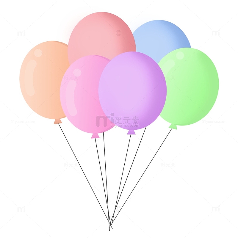 多彩卡通六一儿童节气球免抠元素