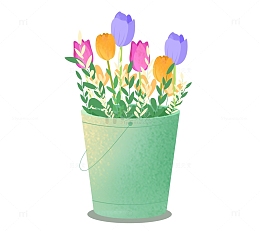 小清新郁金香花卉植物花瓶花盆免扣矢量元素