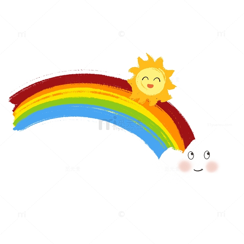 多彩卡通彩虹白云太阳六一儿童节元素