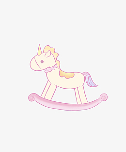 粉色卡通儿童节玩具木马摇摇马手绘图