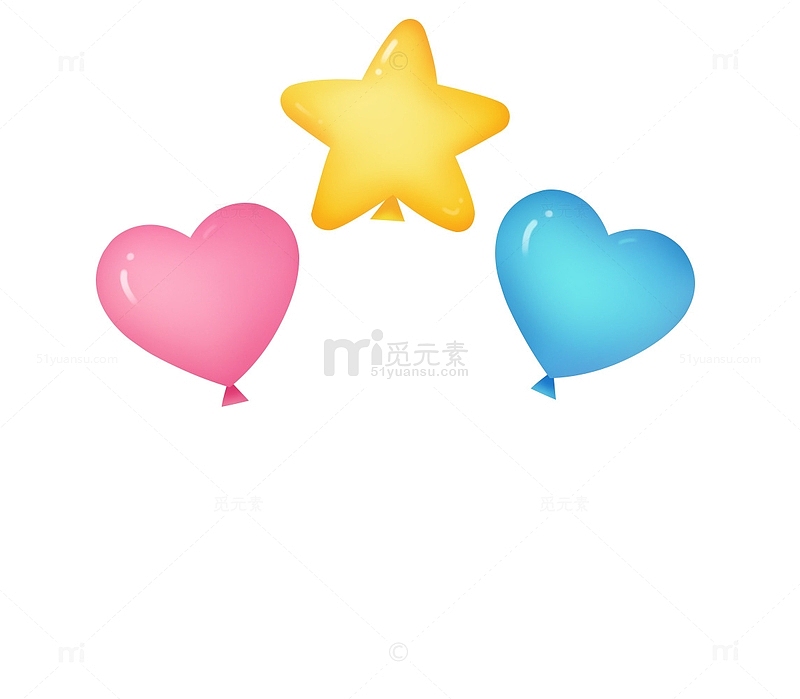 可爱爱心星星气球庆祝六一儿童节手绘元素