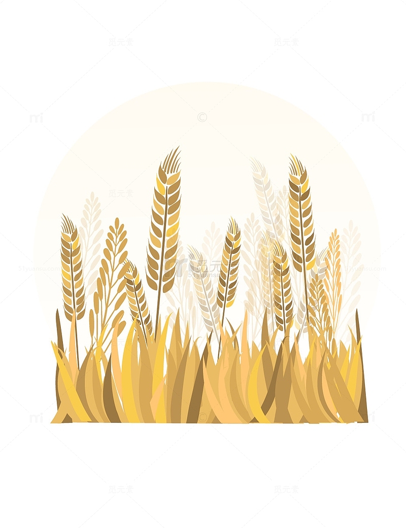 草丛堆草地小麦田播种收获芒种风景插画