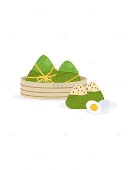 美食餐饮端午粽子咸鸭蛋手绘插画矢量图