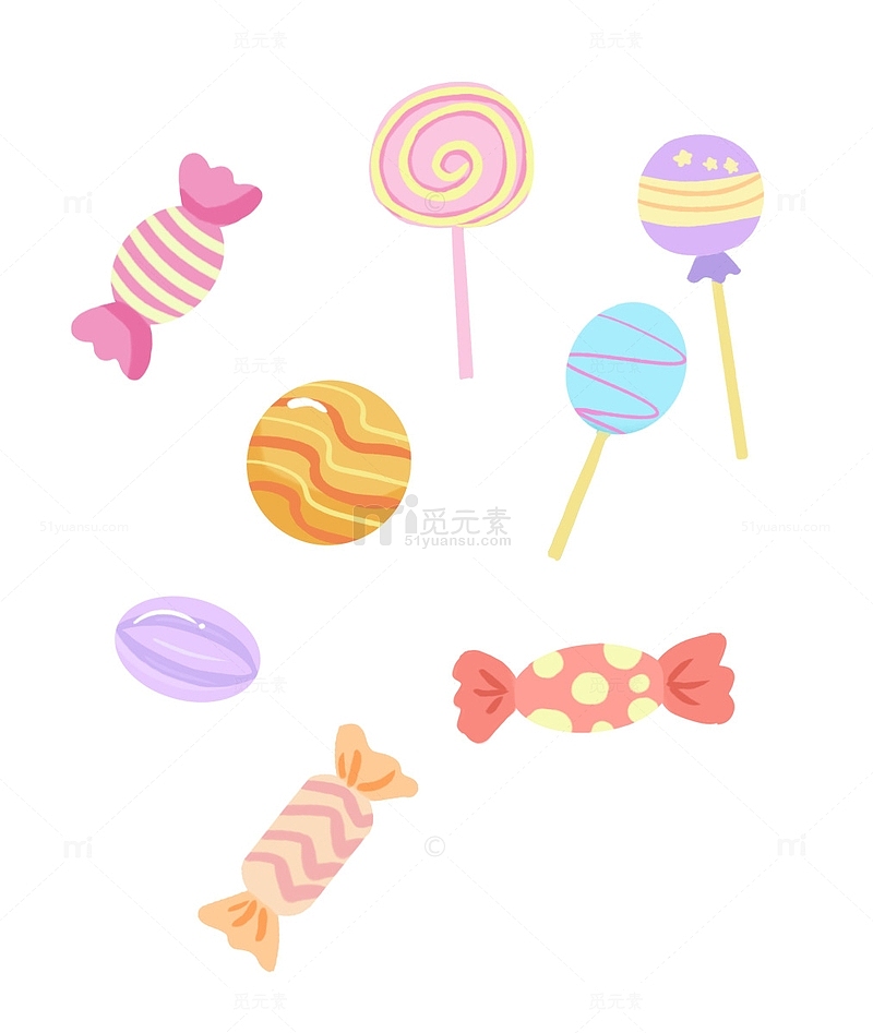 彩色棒棒糖糖果六一儿童节手绘图