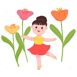 可爱卡通小女孩六一儿童节元素