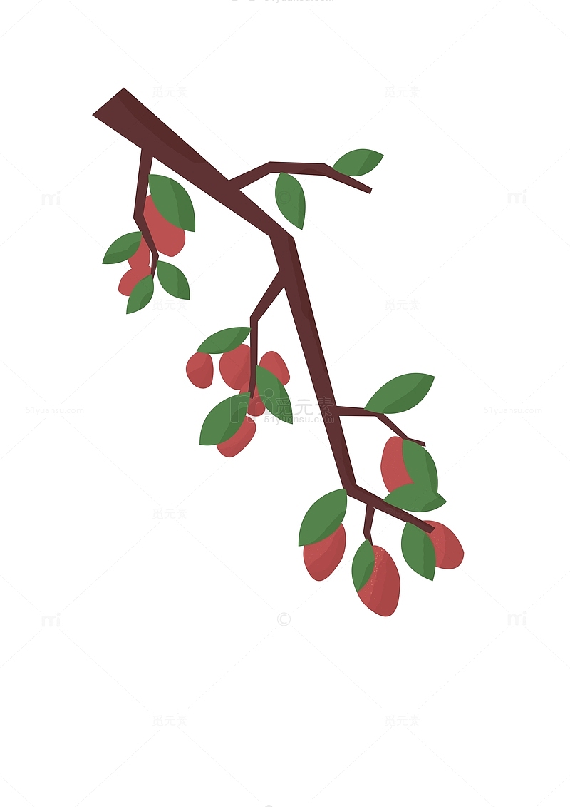 红绿色端午节枣树枝干装饰素材