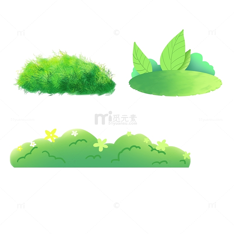 绿色小清新卡通植物