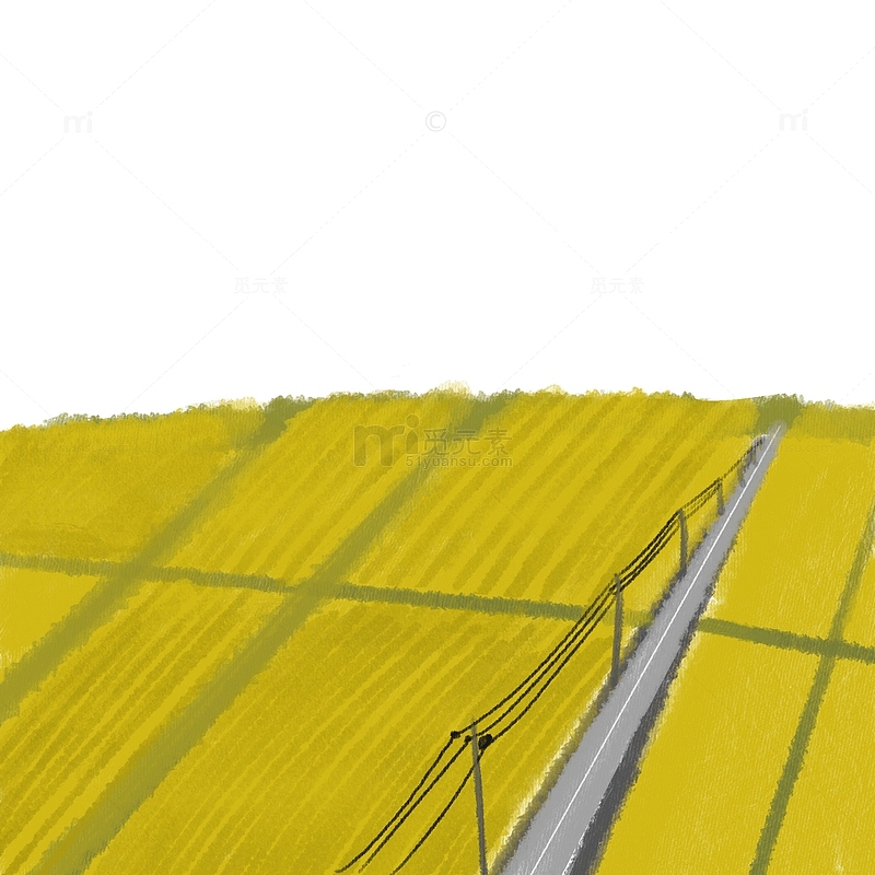 黄色小清新田野芒种手绘图