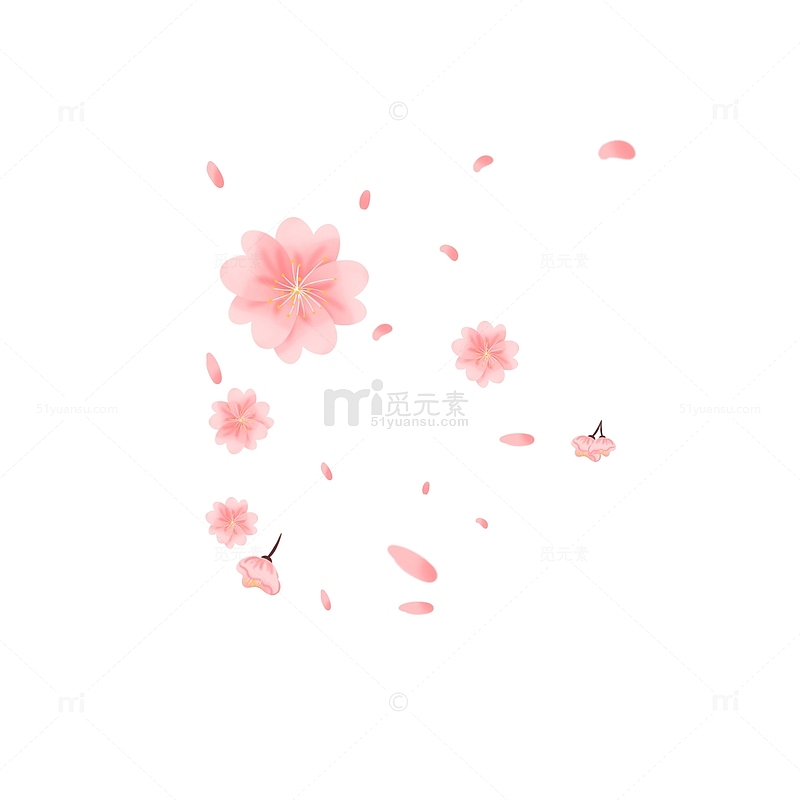 唯美粉色花瓣漂浮樱花