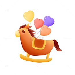 手绘儿童节木马气球装饰元素