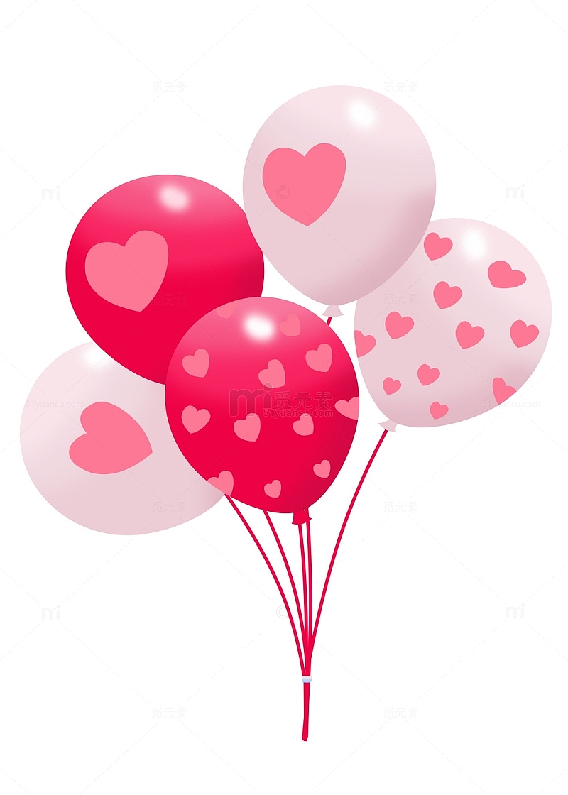 粉色红色爱心气球六一儿童节氛围