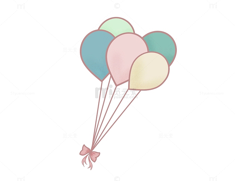 彩色简笔气球六一儿童节手绘图
