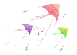 粉色彩色风筝六一儿童节节日手绘图