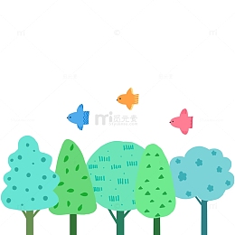 绿色创意小树林六一儿童节元素