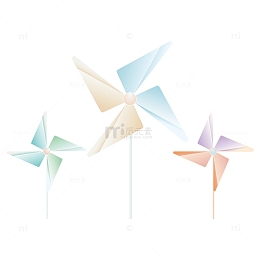 六一儿童节彩色矢量风车