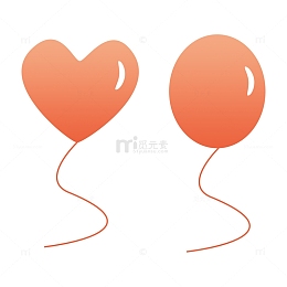 红色小清新卡通心形气球六一儿童节手绘图