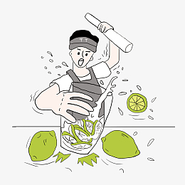 暴打柠檬茶手绘
