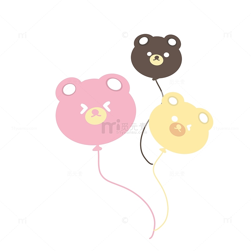 粉色可爱卡通小熊气球六一儿童节手绘图