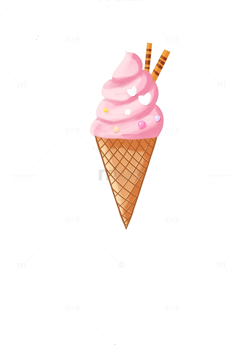 粉色冰淇淋雪糕甜筒六一儿童节卡通图