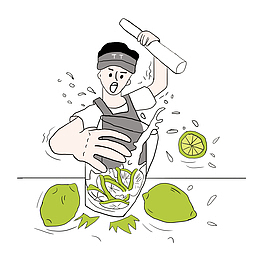 暴打柠檬茶手绘