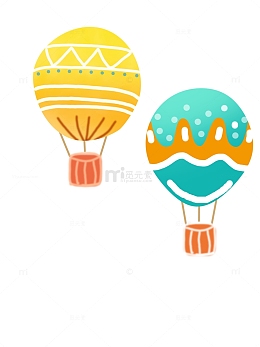 彩色卡通热气球六一儿童节手绘图