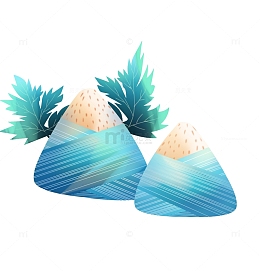 蓝绿色手绘端午节粽子元素