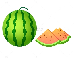 绿色扁平西瓜夏至西瓜皮西瓜水果免扣矢量