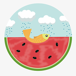 创意卡通可爱夏日西瓜凉爽鱼