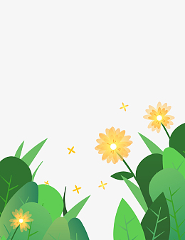 手绘绿色花草丛绿植物装饰矢量图插画