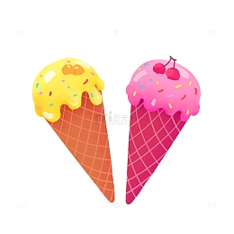 手绘多彩冰淇淋夏至元素