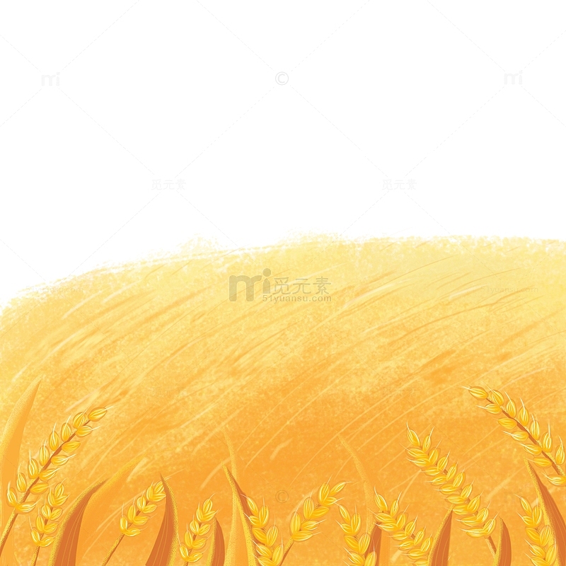 金黄麦田手绘芒种元素
