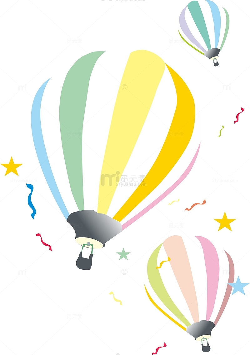 七彩热气球，手绘，原创，父亲节