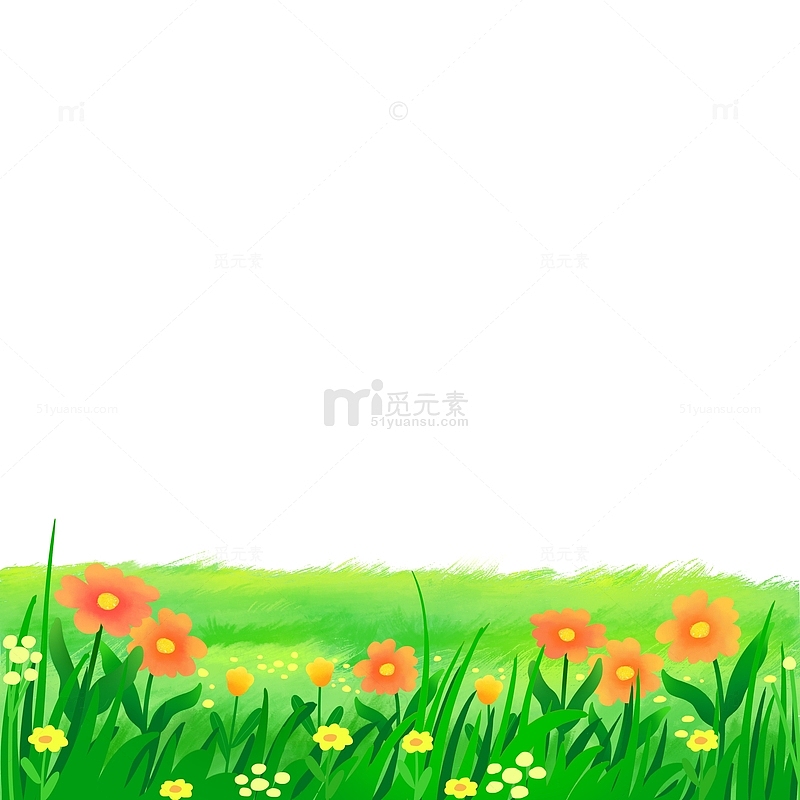 绿色草坪和花朵元素