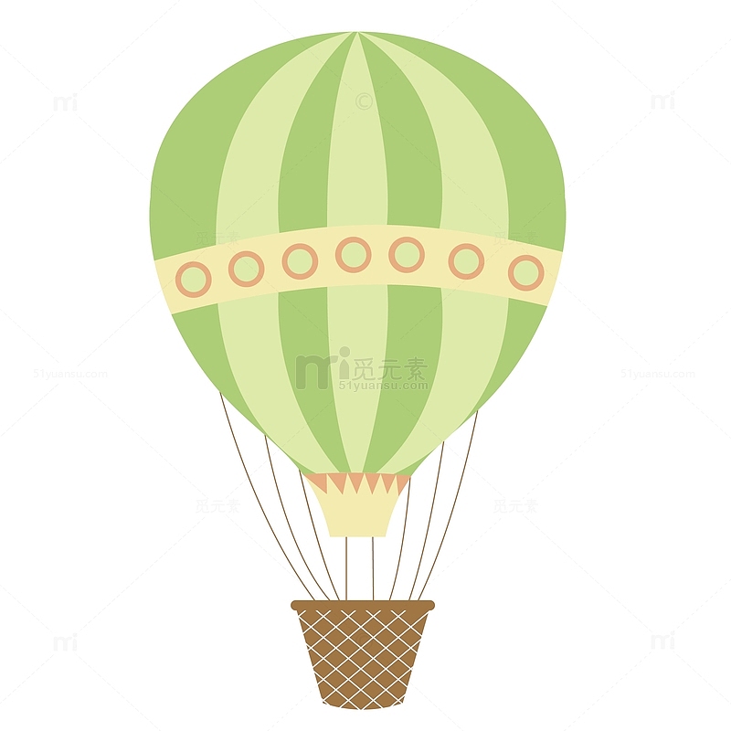 绿色清新卡通可爱热气球插画