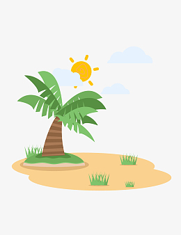 png立夏精品沙滩卡通3d小场景blendpngpng绿色椰子卡通手绘图aipng