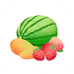 手绘水果西瓜芒果草莓元素