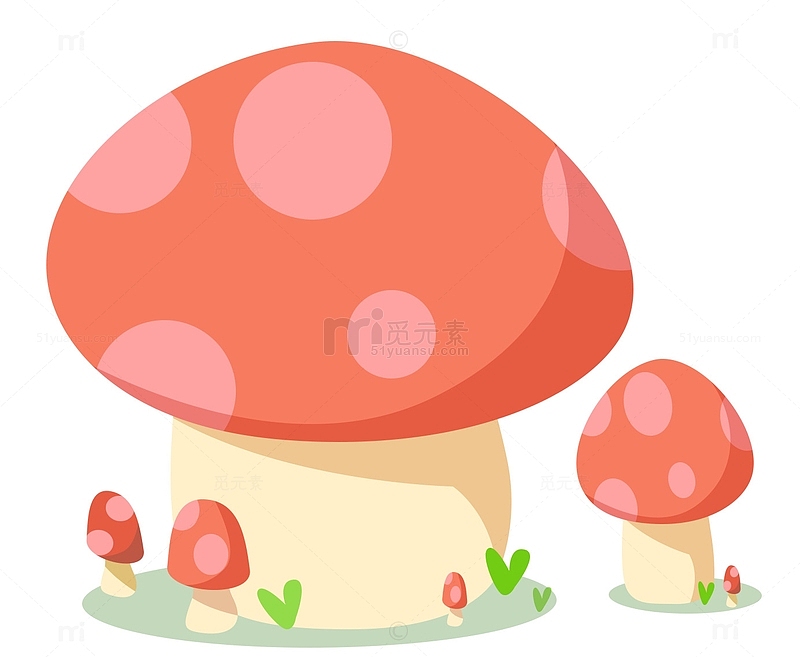 可爱小清新蘑菇装饰花丛森林免扣元素