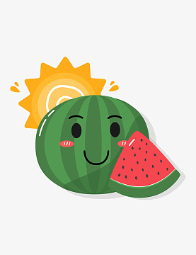 夏天西瓜水果太阳天气表情笑脸插画