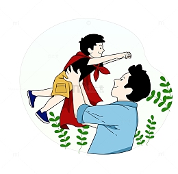 我的英雄父亲节手绘卡通插画