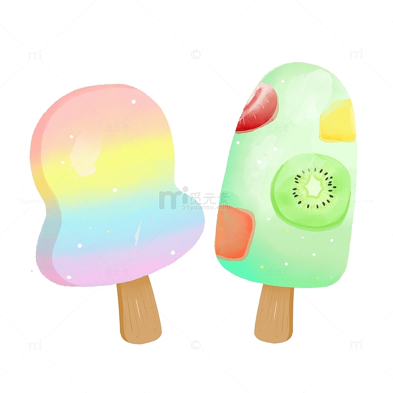 彩色冰棒和雪糕夏至元素