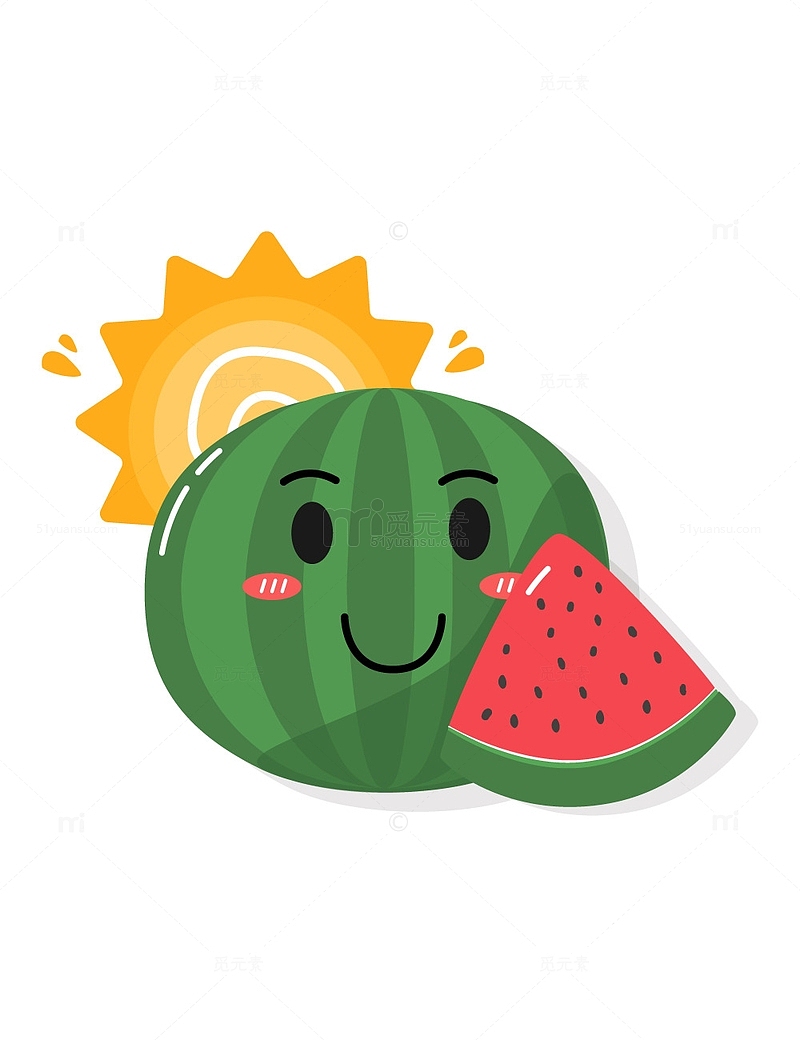 夏天西瓜水果太阳天气表情笑脸插画