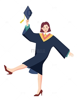 扁平学士服学士帽大学生毕业季人物矢量图