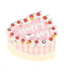 粉色可爱生日蛋糕父亲节手绘图