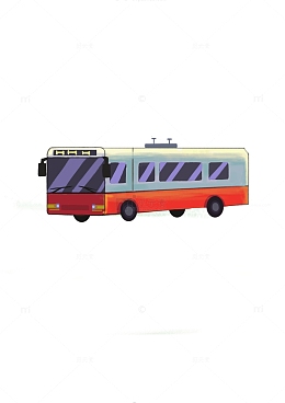 红色插画公交车汽车