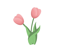 郁金香花朵粉色 小清新卡通手绘