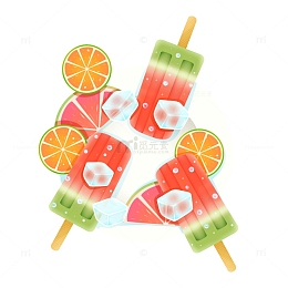 卡通手绘夏至清凉冰淇淋手绘图