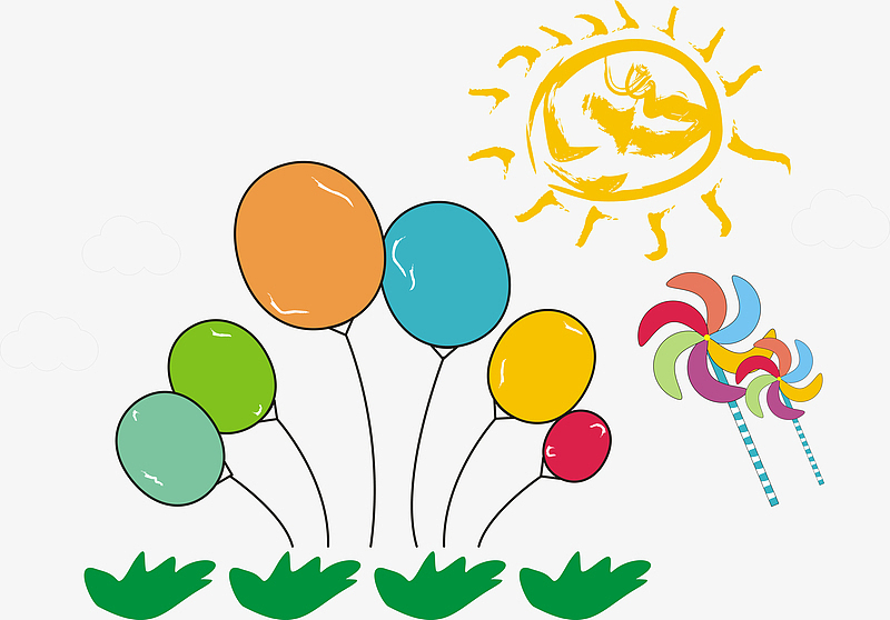 卡通气球太阳风车图案