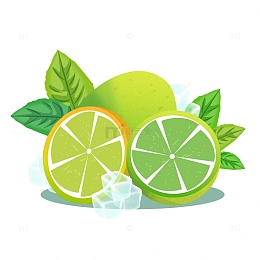 小清新手绘夏至冰块柠檬美食夏天手绘图
