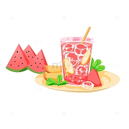 卡通手绘绿色小清新夏至冰淇淋手绘图